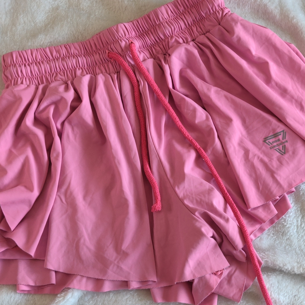 Pink Shorts with Green Logo